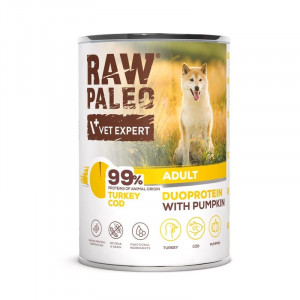 RAW PALEO DOG TURKEY COD konservi suņiem Tītars, menca 400g